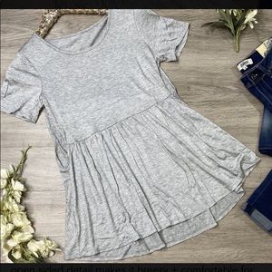 Solid Open Sided  Baby Doll Gray Top
